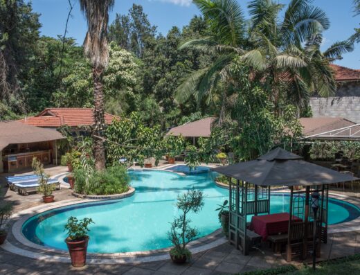 Hotel La Mada showing the aerial view of the swimming pool