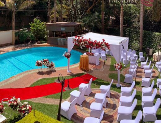 Waridi Paradise Hotel and Suites showing event set at the swimming pool