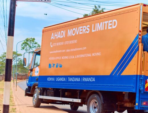 Ahadi Movers Limited showing its vehicle